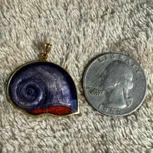 Stylized Nautilus or Ammonite Shell Design Pendant Purple tone shell